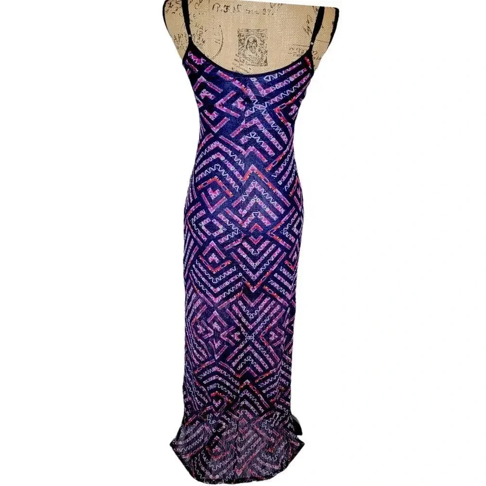 FIRE LOS ANGELES Women's Mesh Lightweight Spaghetti Strap Maxi Dress Size Small - Picture 3 of 16